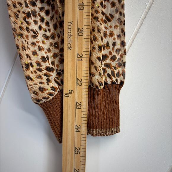 By Design Womens Animal Print Old Money Sweater Size M Sienna Brown Mob Wife - Picture 6 of 8